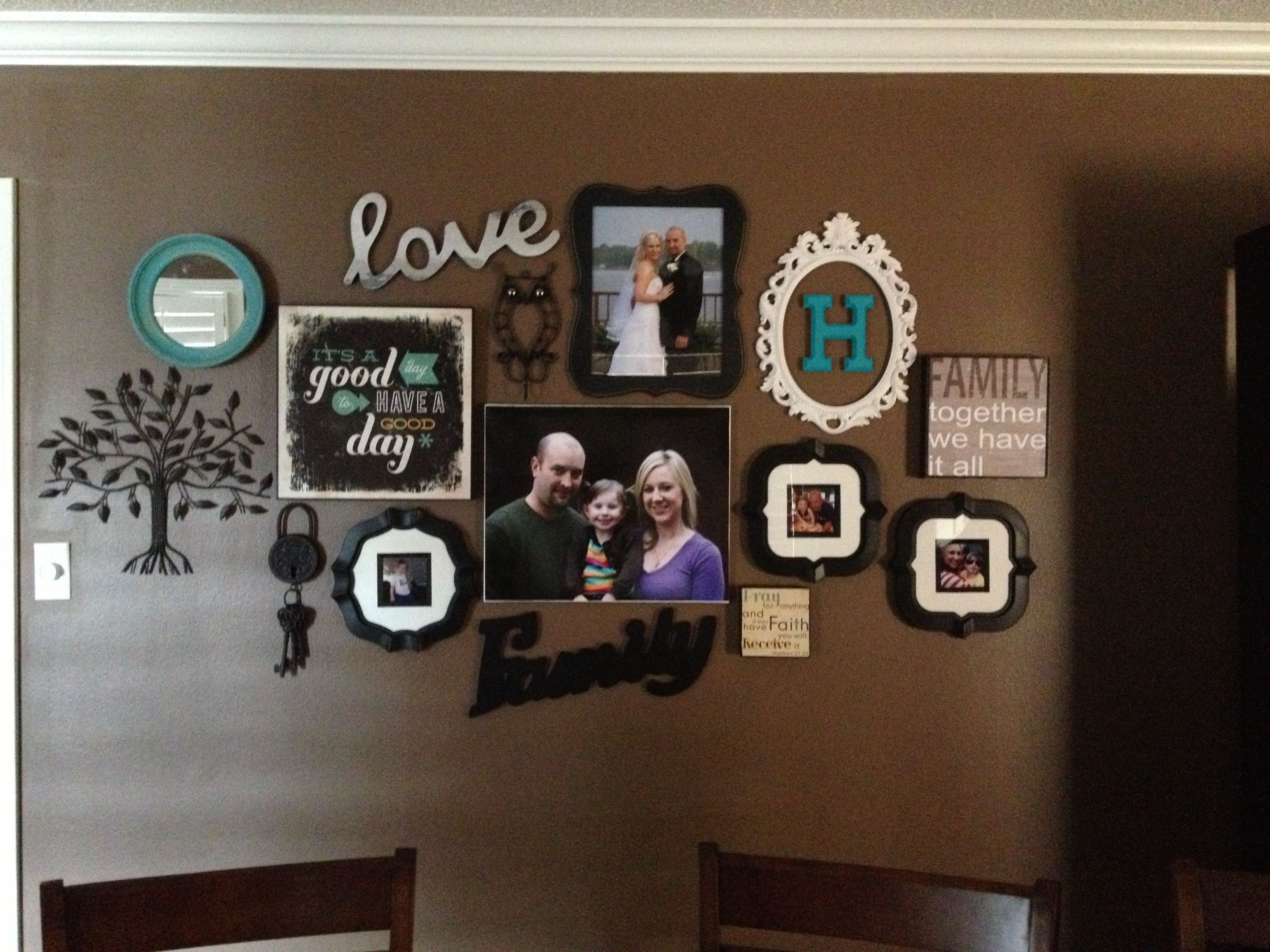 10 Cute Family Photo Wall Collage Ideas dining room wall teal makes it pop home decor for the walls 2023