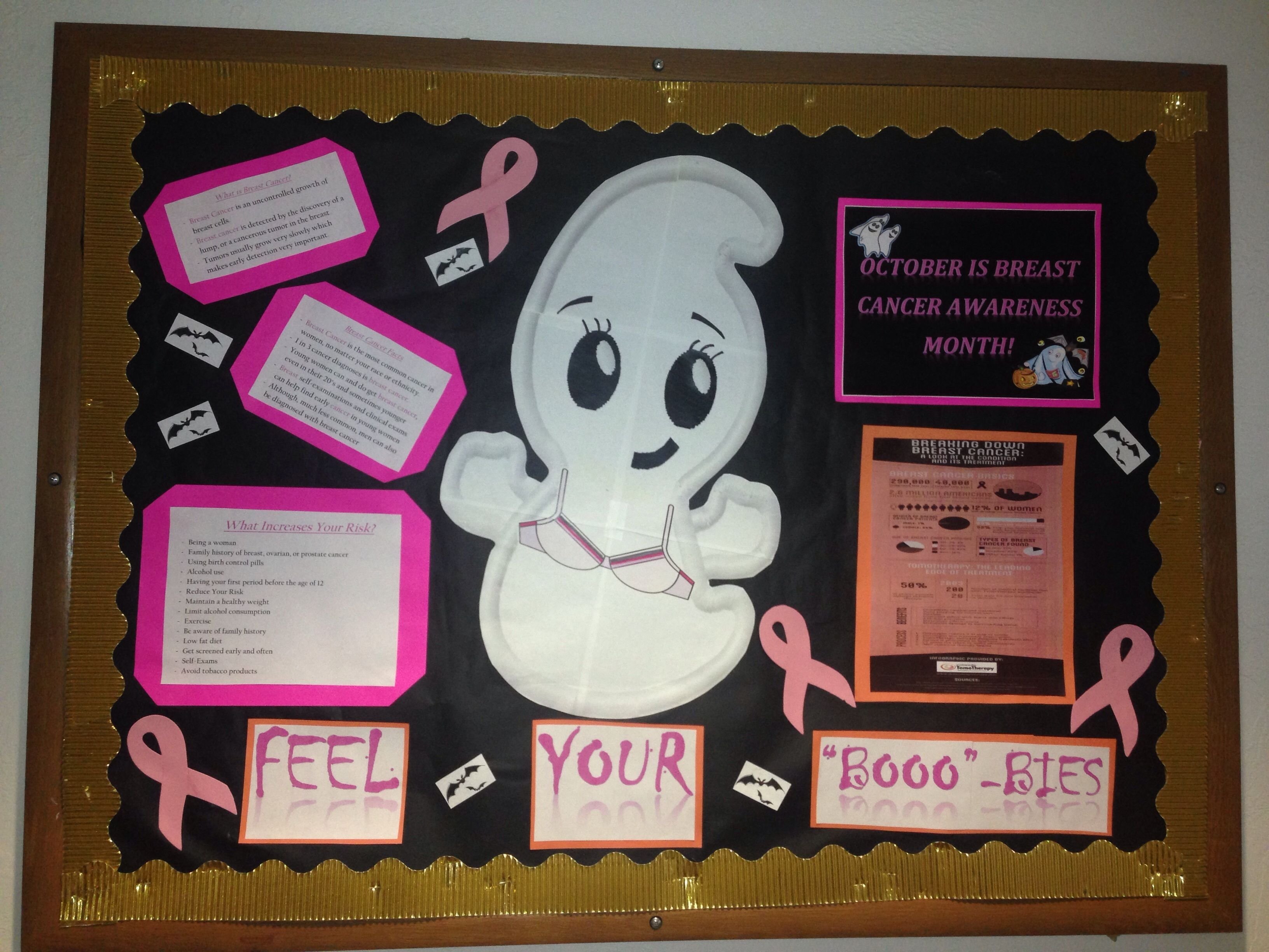 10 Stunning Breast Cancer Awareness Bulletin Board Ideas feel your booo bies board awesome idea for october since it is 1 2022