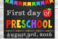 first day of preschool sign. first day of kindergarten sign. first