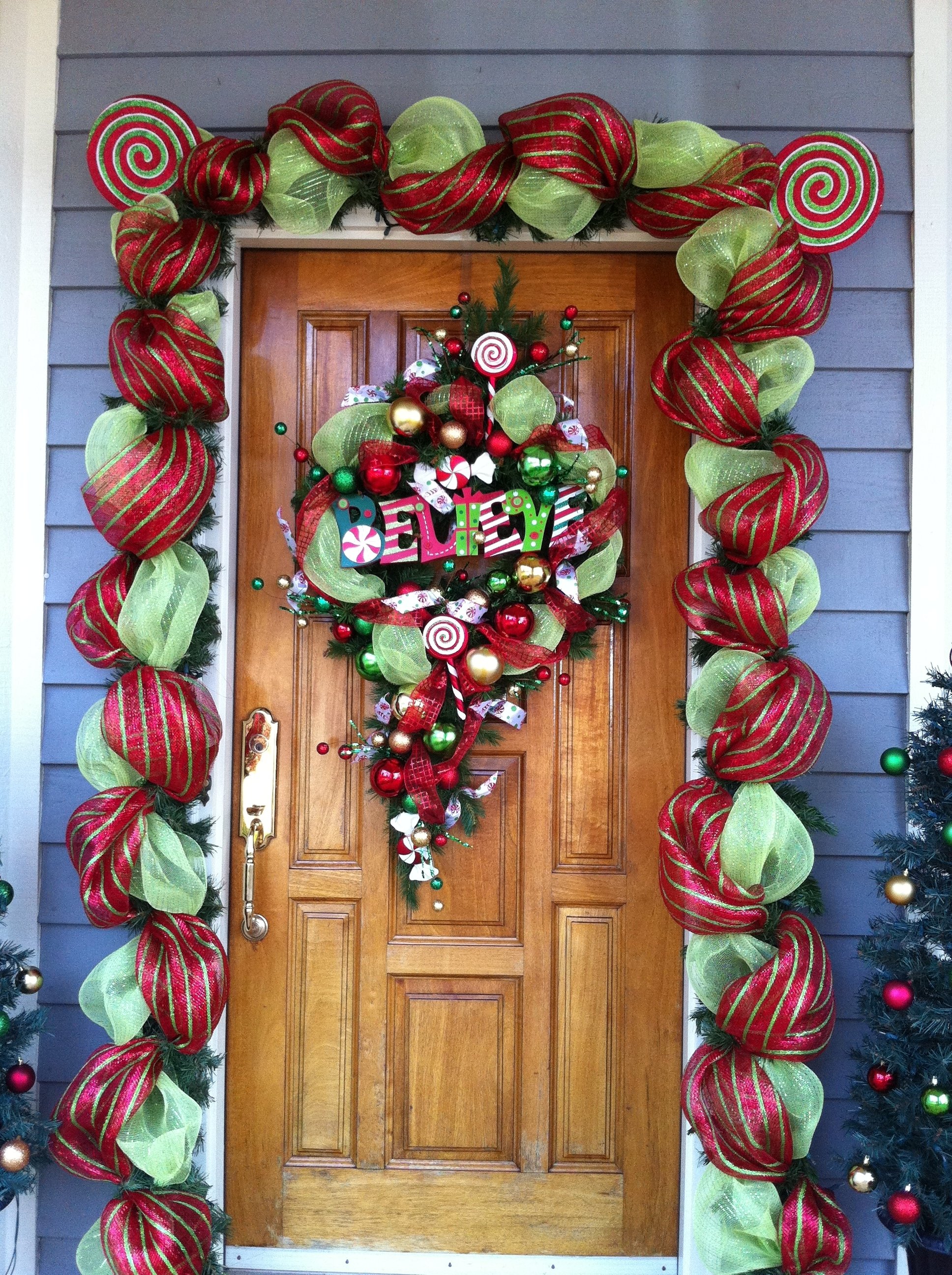 10 Fabulous Decorating With Mesh Ribbon Ideas front door decorations with floral mesh ribbon my christmas 2012 2022