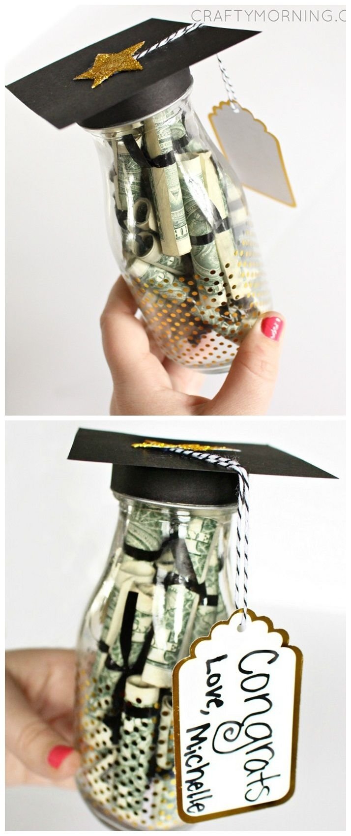 10 Lovable Gift Ideas For College Graduates Female graduation glass bottle gift dollar bill diplomas perfect for 16 2022