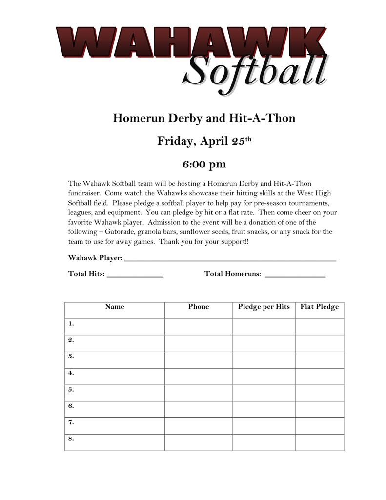 10 Attractive Fundraising Ideas For Softball Teams hit a thon form template coaching aids fastpitch pinterest 1 2023