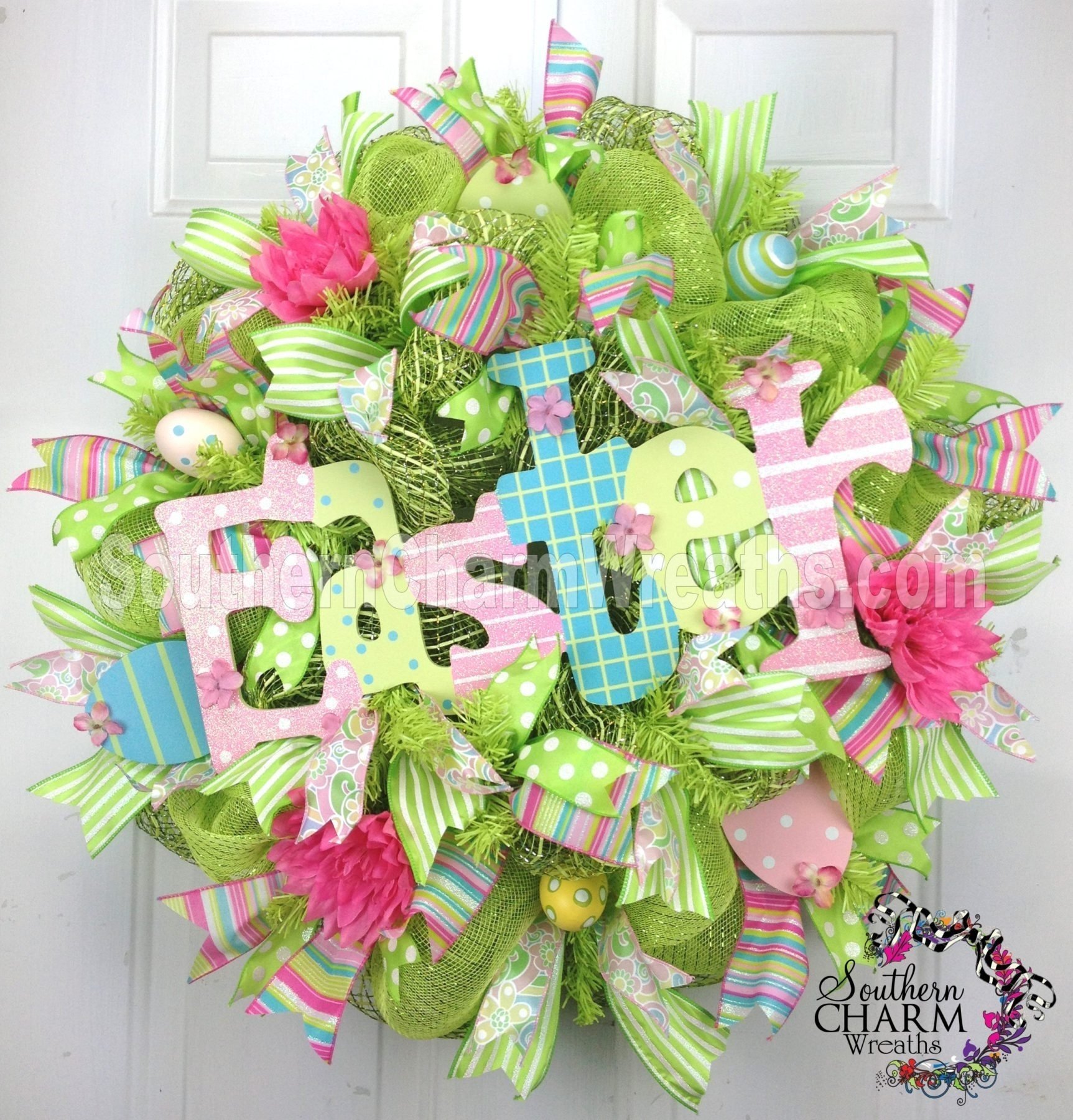 10 Cute Easter Deco Mesh Wreath Ideas how to add a sign to deco mesh wreaths 2022