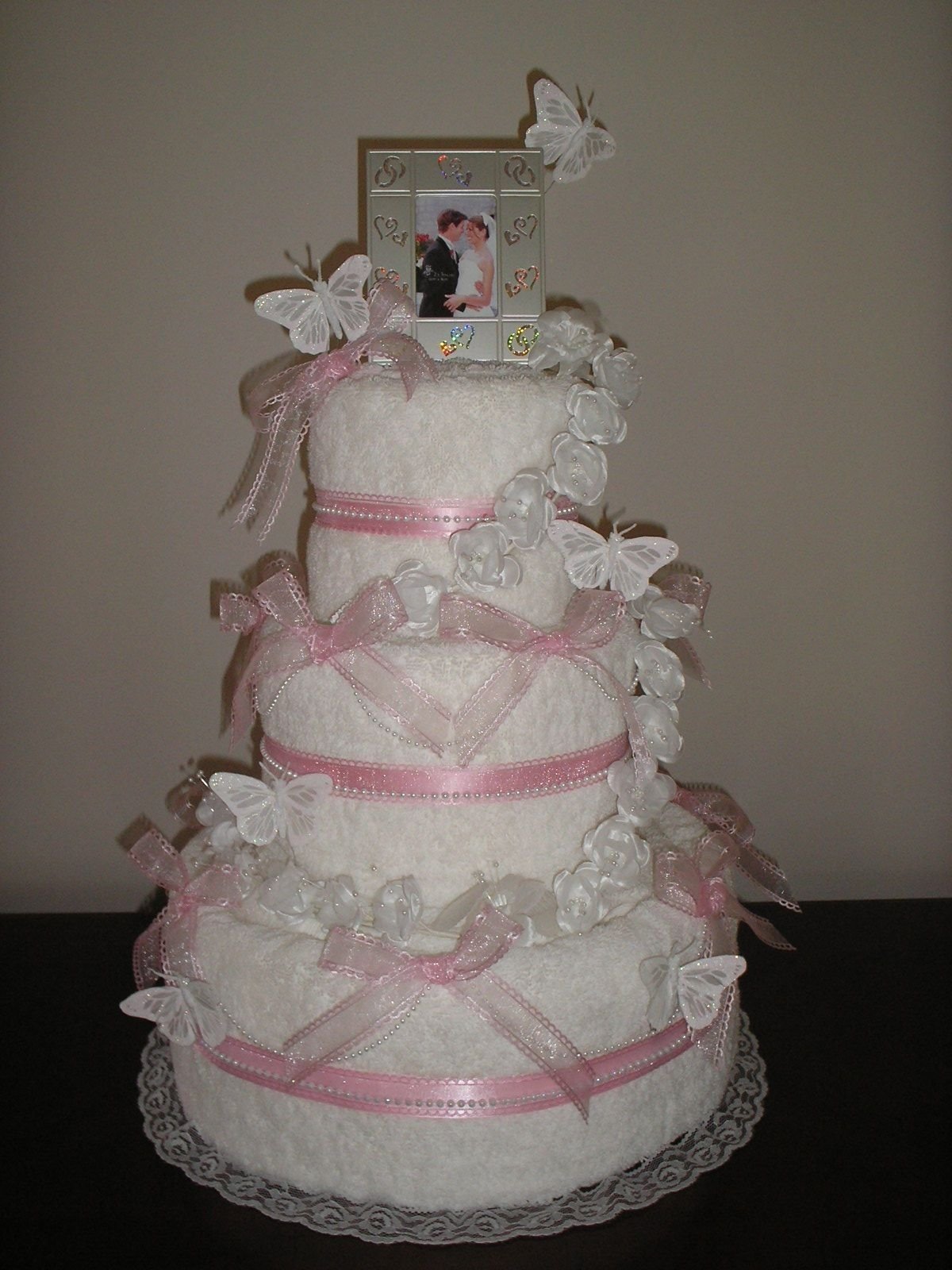 10 Stylish Bridal Shower Towel Cake Ideas image detail for tier wedding towel cake elegant wedding bridal 2022