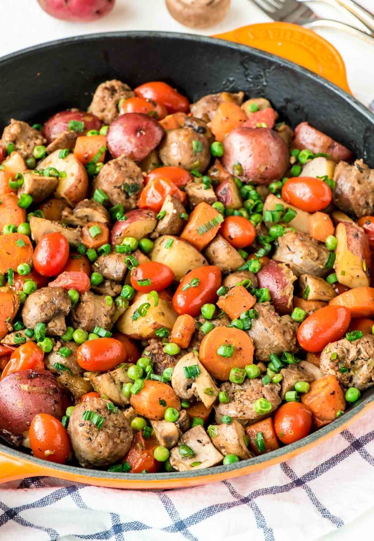 10 Elegant Dinner Ideas With Italian Sausage italian sausage skillet with vegetables and potatoes 2022