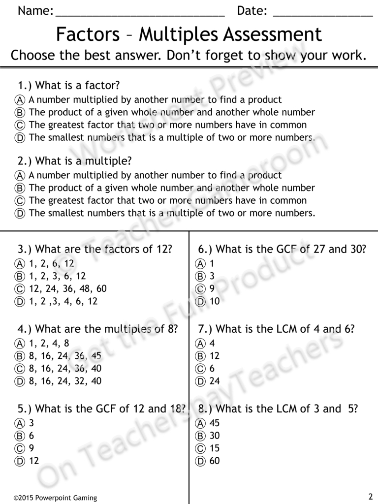 10 Attractive 4Th Grade Main Idea Worksheets kindergarten 4th grade math worksheets factors multiples least 2022