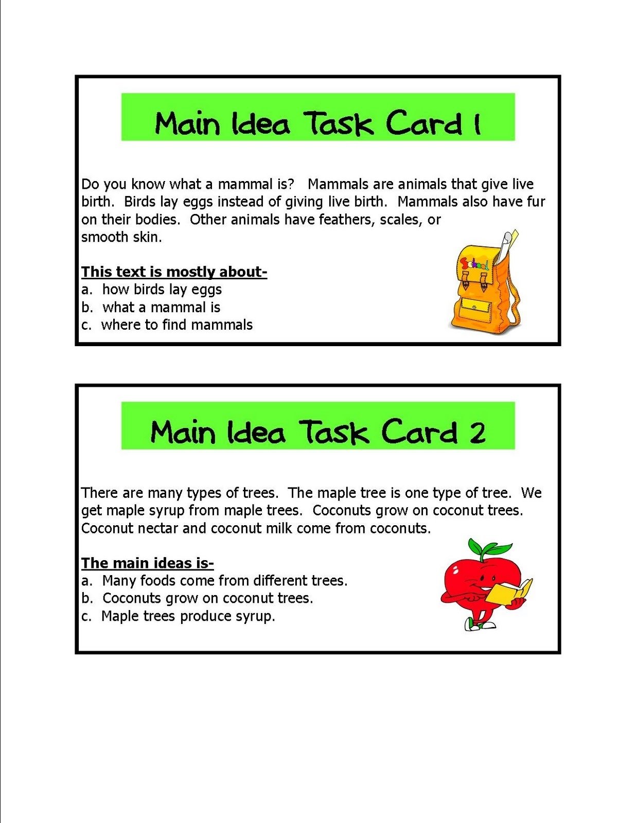 10 Pretty Main Idea Games 5Th Grade literacy math ideas main idea learning centers 2 2022