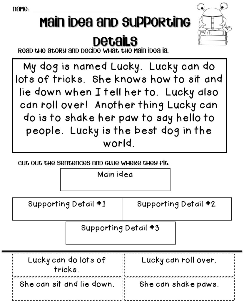 Main Idea And Supporting Details Multiple Choice Worksheets