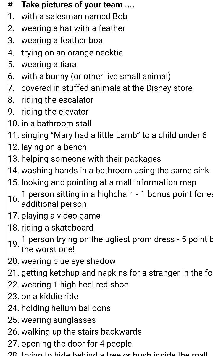 10 Gorgeous Scavenger Hunt Ideas For Teenagers mall scavenger hunt explore pinterest mall scavenger hunt 2 2023