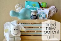 mommy testers: tired new parent gift basket with pampers