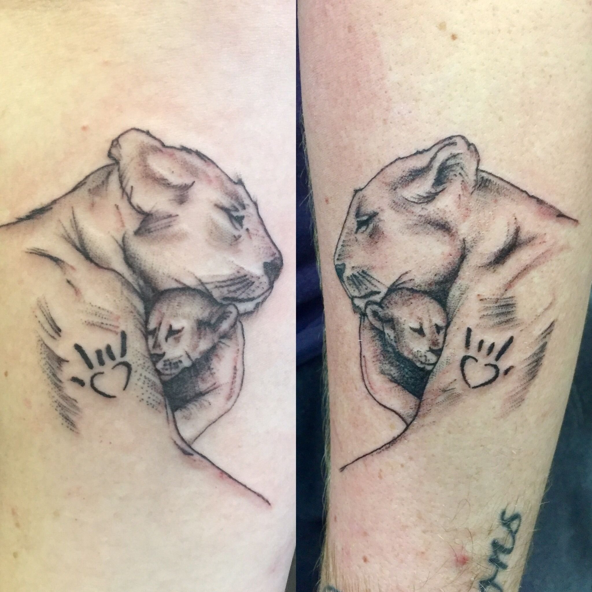 10 Most Popular Mom And Son Tattoo Ideas mother son tattoo mama lion and cub with sign language for i love 1 2023