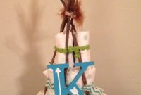 native baby shower themed diaper cake. make your diaper cake a