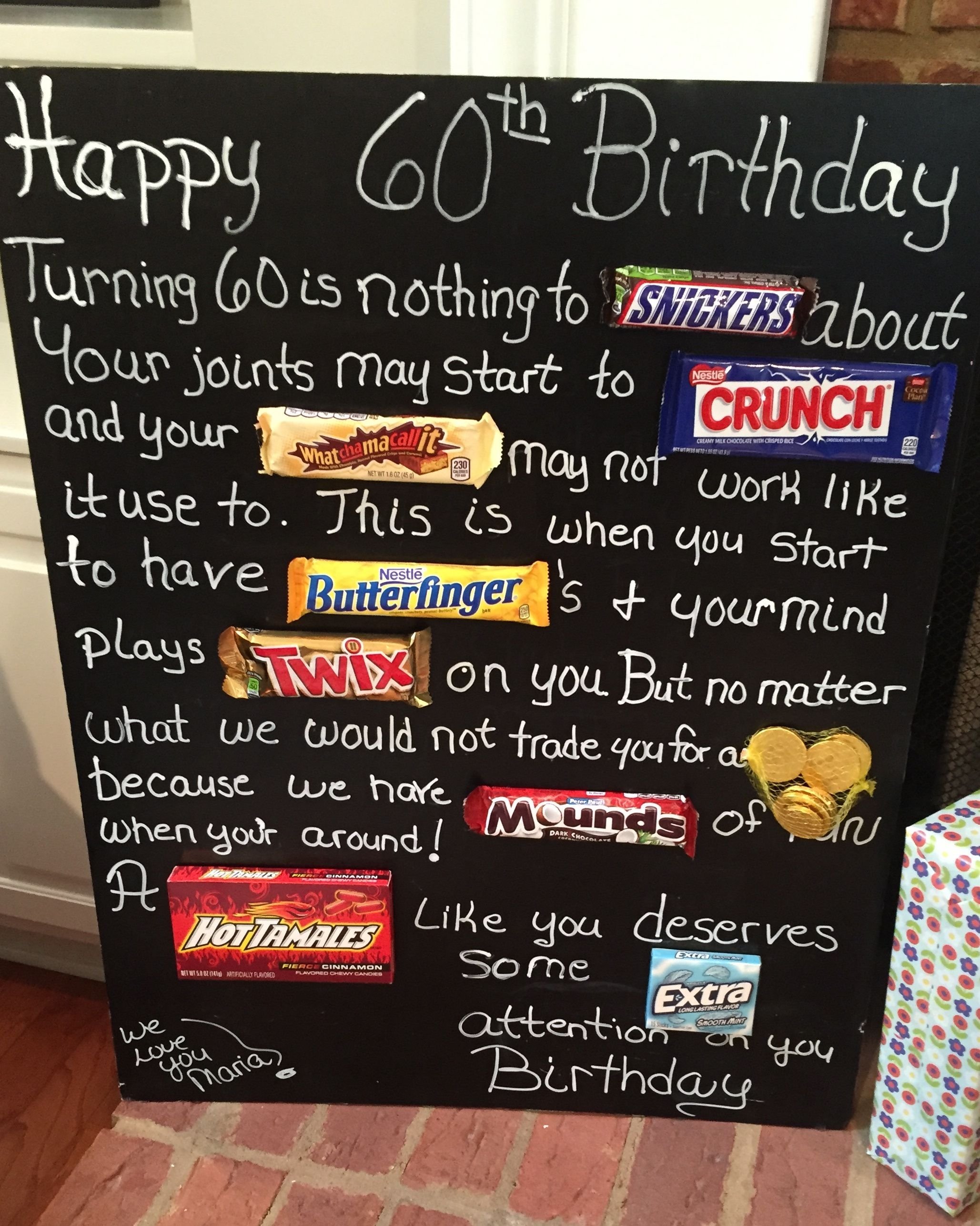 10 Cute Ideas For A 60Th Birthday Party old age over the hill 60th birthday card poster using candy bars 18 2022