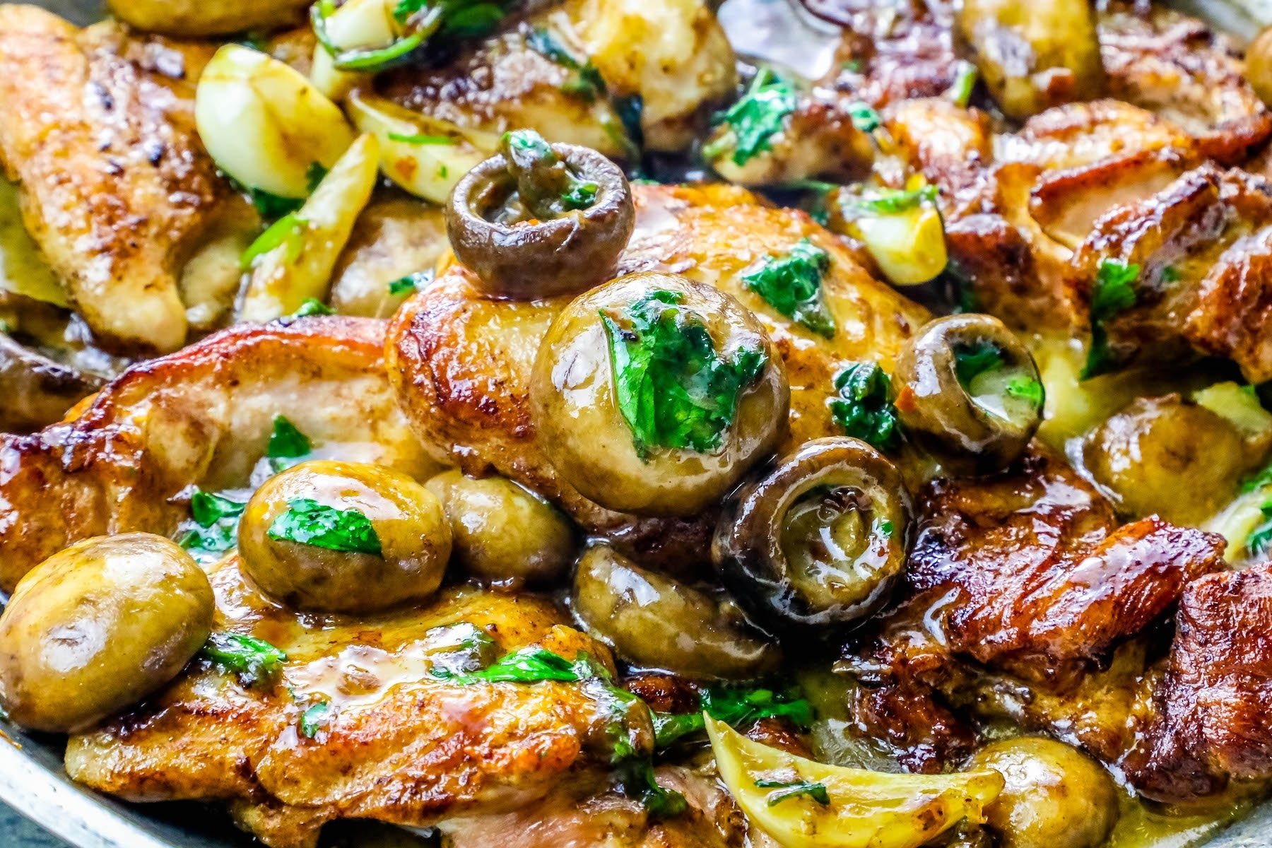 10 Spectacular Dinner Ideas With Chicken Thighs one pot garlic butter chicken thighs and mushrooms recipe 2022