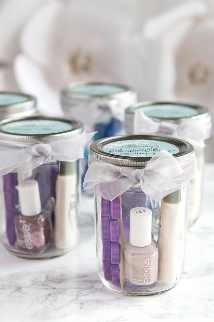 10 Ideal Bridal Shower Gift Ideas For Guests pedicure in a jar bridal shower favors shower favors pedicures 2 2022