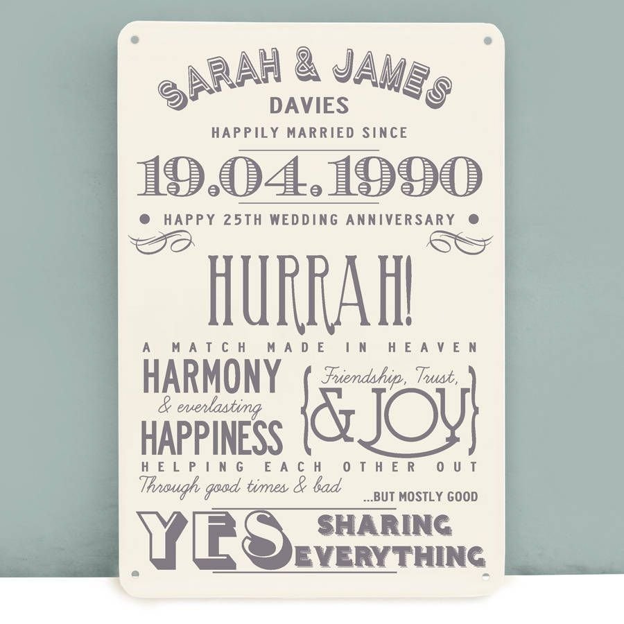 10 Stunning 25Th Wedding Anniversary Gift Ideas For Couples personalised silver wedding anniversary metal print wedding 5 2022