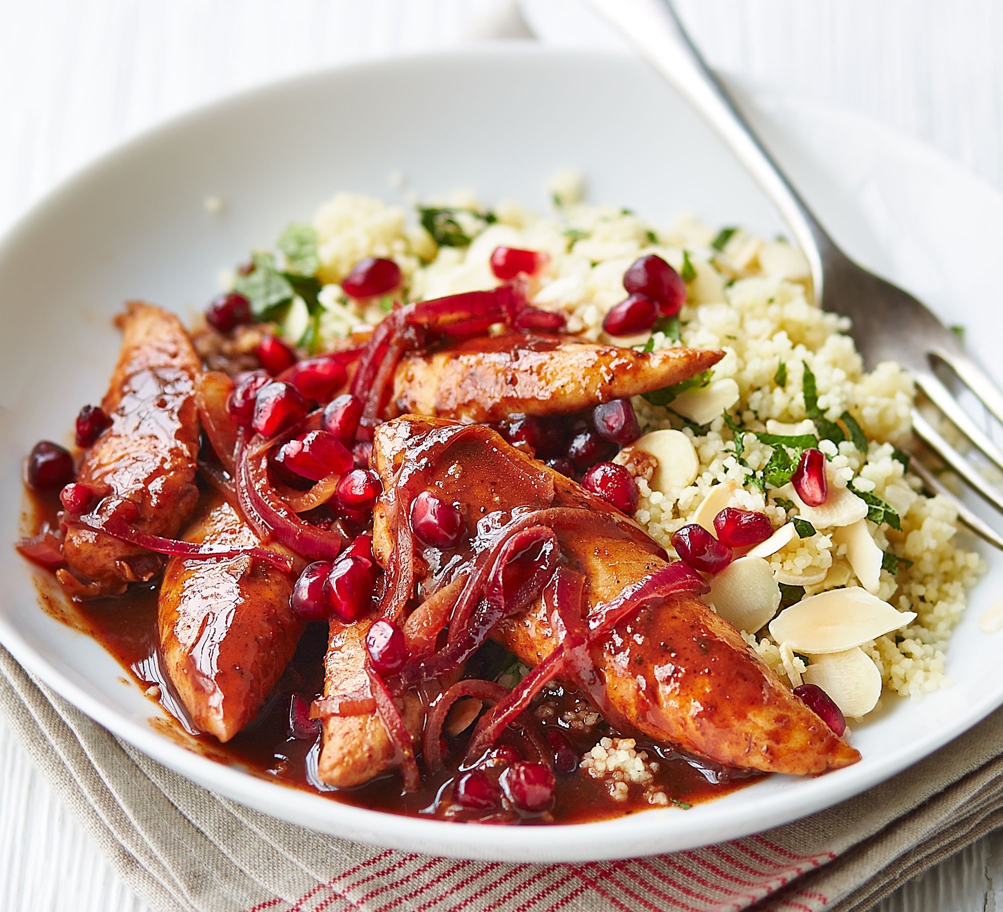 10 Fantastic Healthy Food Ideas For Dinner pomegranate chicken with almond couscous recipe bbc good food 3 2023
