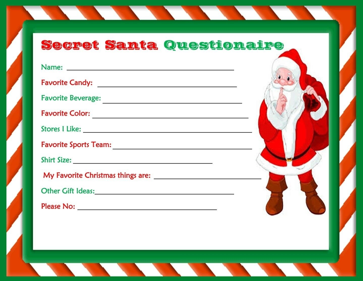 Secret Santa List Printable