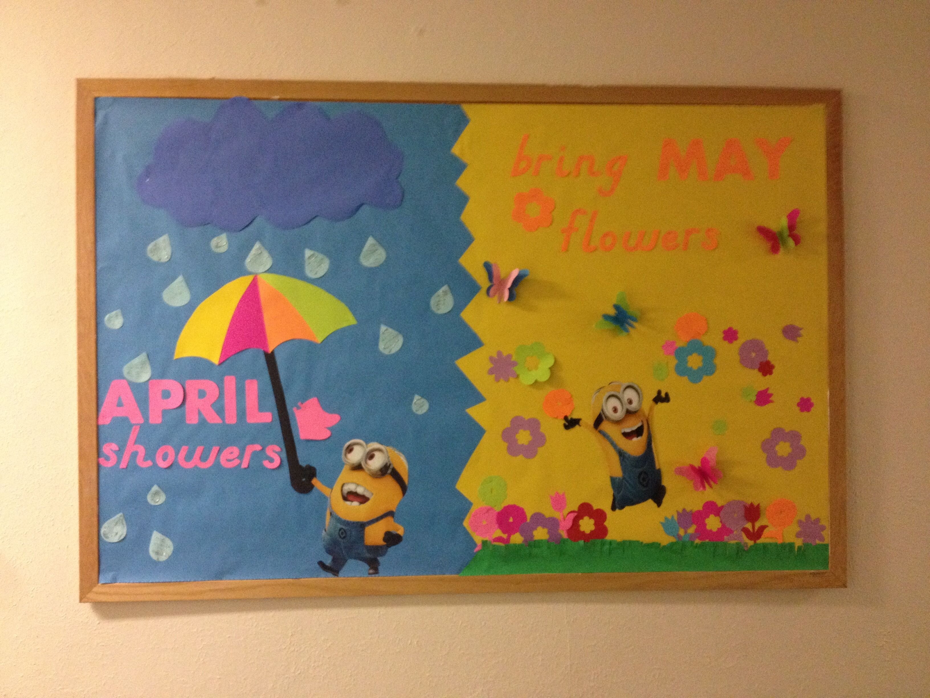 10 Attractive April Showers Bulletin Board Ideas ra ideas april minion bulletin board april showers bring may 2022