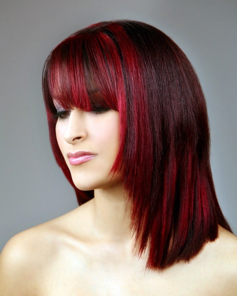 10 Amazing Black And Red Hair Ideas red highlights in black hair women medium haircut 2022
