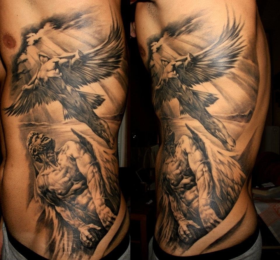 10 Lovable Rib Tattoo Ideas For Men rib tattoo designs for men angel and death tattoo designs on ribs 2022