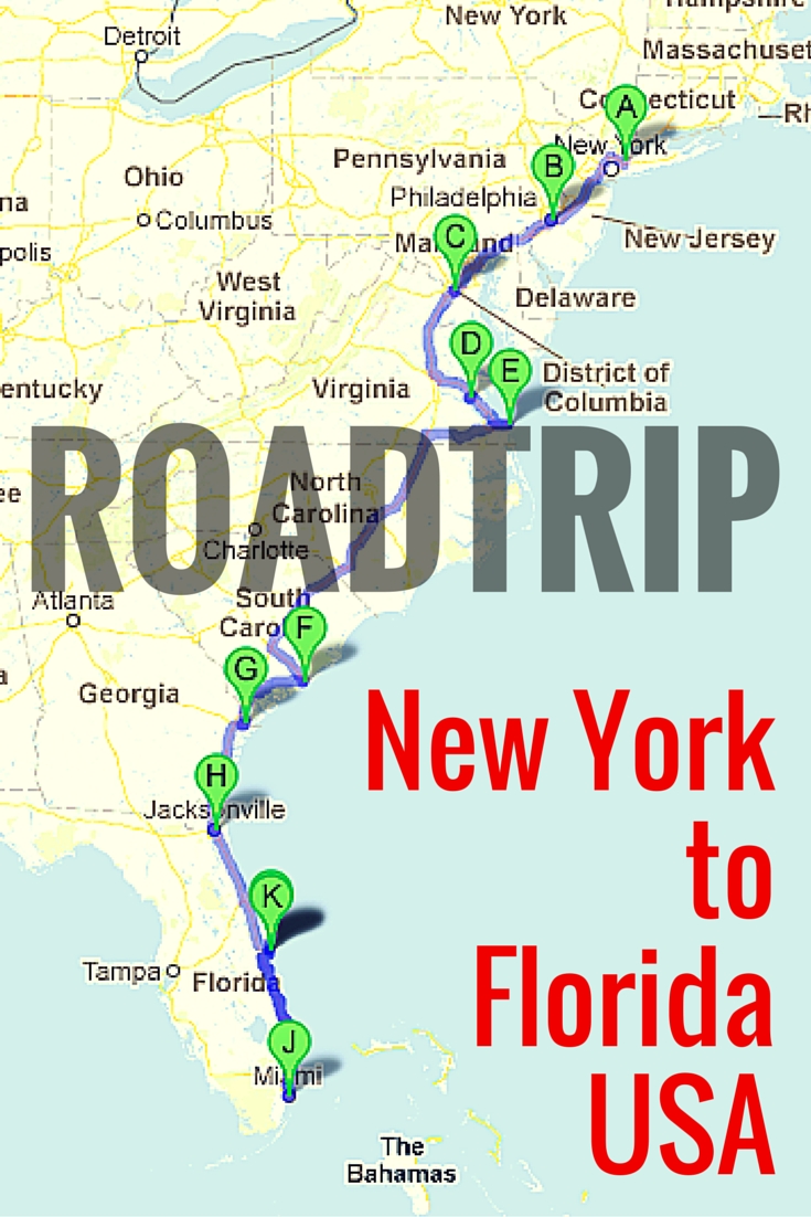 east coast trip map