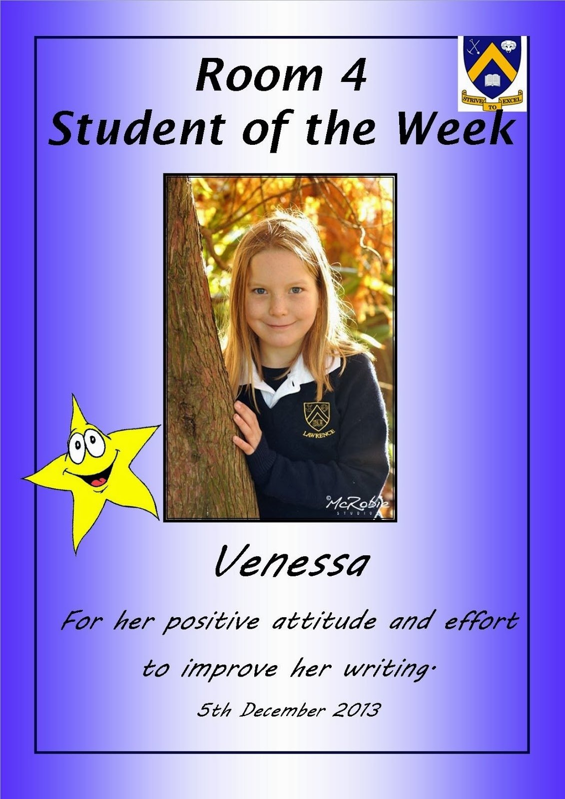 10 Awesome Student Of The Week Ideas room 4 lawrence area school student of the week venessa 2022