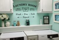 rustic shabby chic laundry room, vintage vinyl decal small laundry