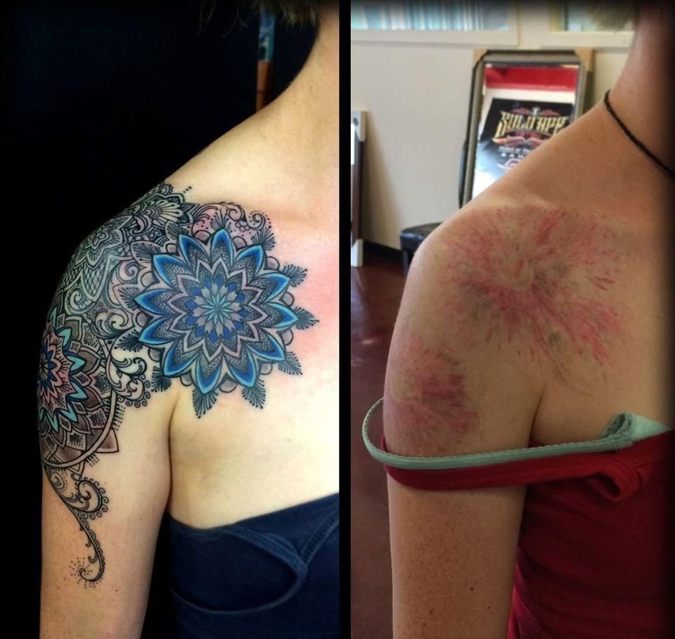10 Spectacular Cover Up Ideas For Tattoos shouilder mandala cover up tattoo design tattoos pinterest 2022