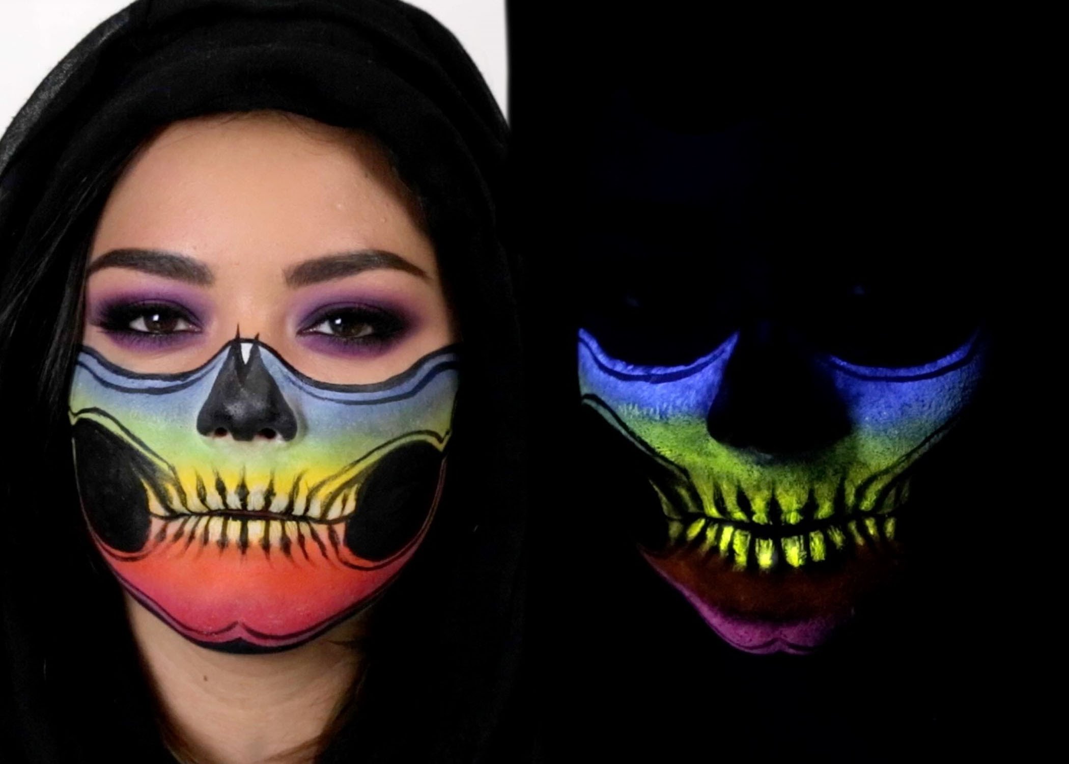 10 Fashionable Glow In The Dark Makeup Ideas skeleton face mask glow in the dark halloween makeup youtube 2022