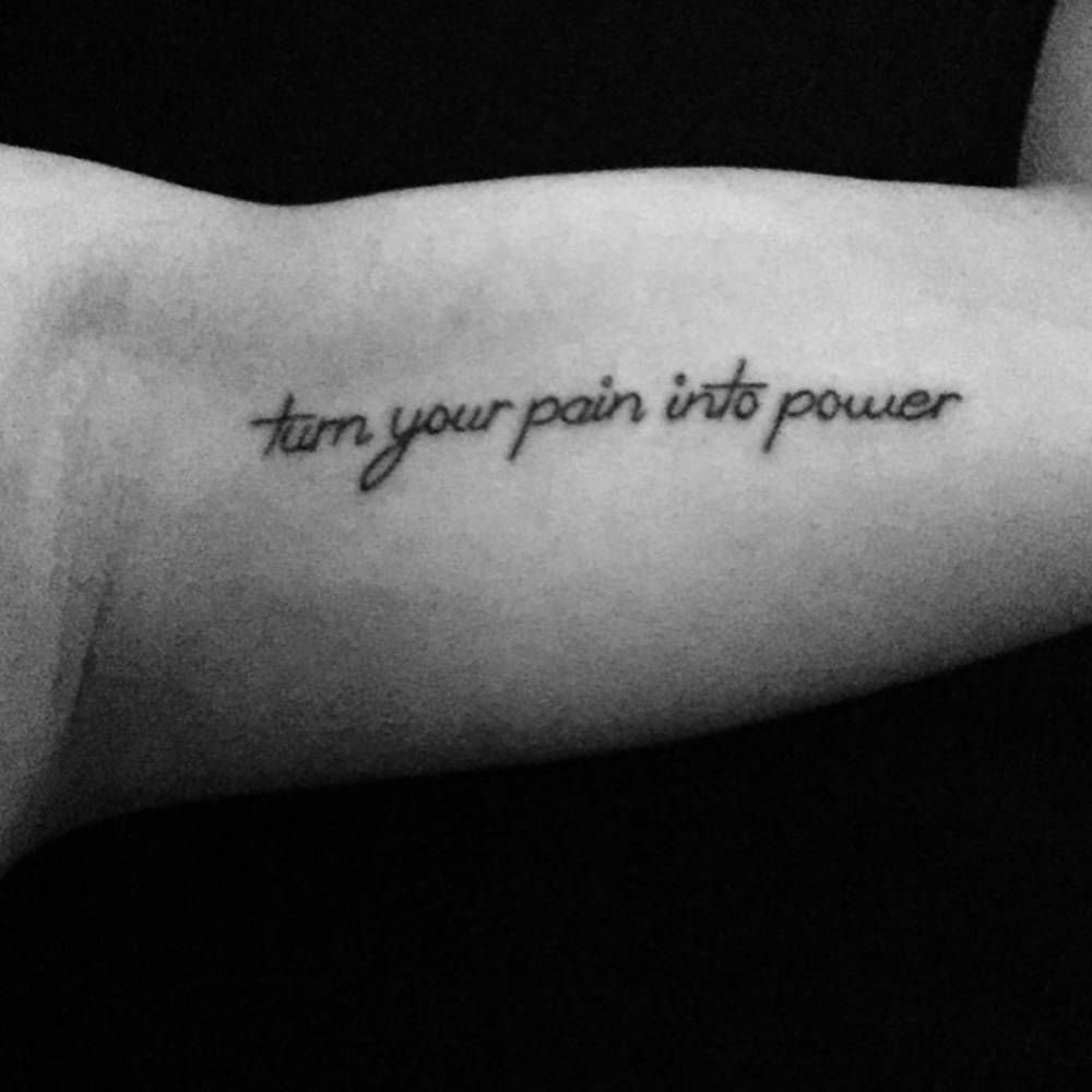 10 Lovely Bicep Tattoo Ideas For Men small inner arm tattoo saying turn you pain into power on yara de 1 2022