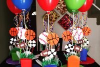 sports theme centerpieces ! diy! 1st birthday! | diy birthday party