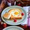 sunny side up egg-heart toasts for valentine's day breakfast recipe