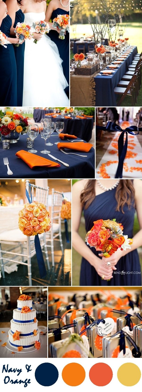 10 Elegant Orange And Blue Wedding Ideas ten most gorgeous navy blue wedding color palette ideas for 2016 1 2023