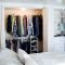 the best white closet bedroom with doors near bed and pillows