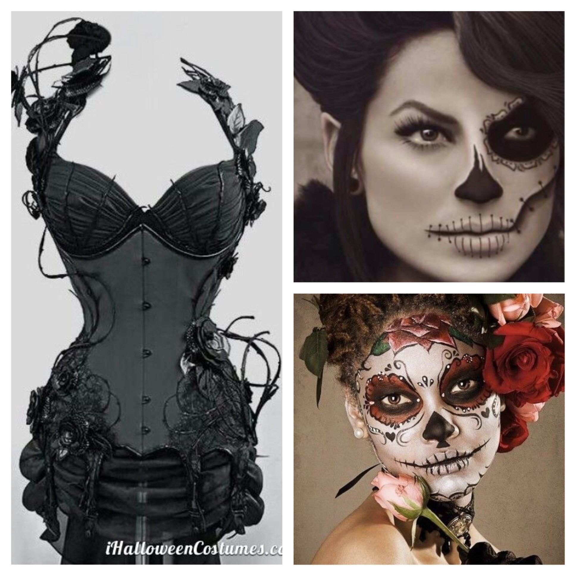 10 Famous Sugar Skull Halloween Costume Ideas the makeup in the bottom corner is beautiful hair makeup 2023