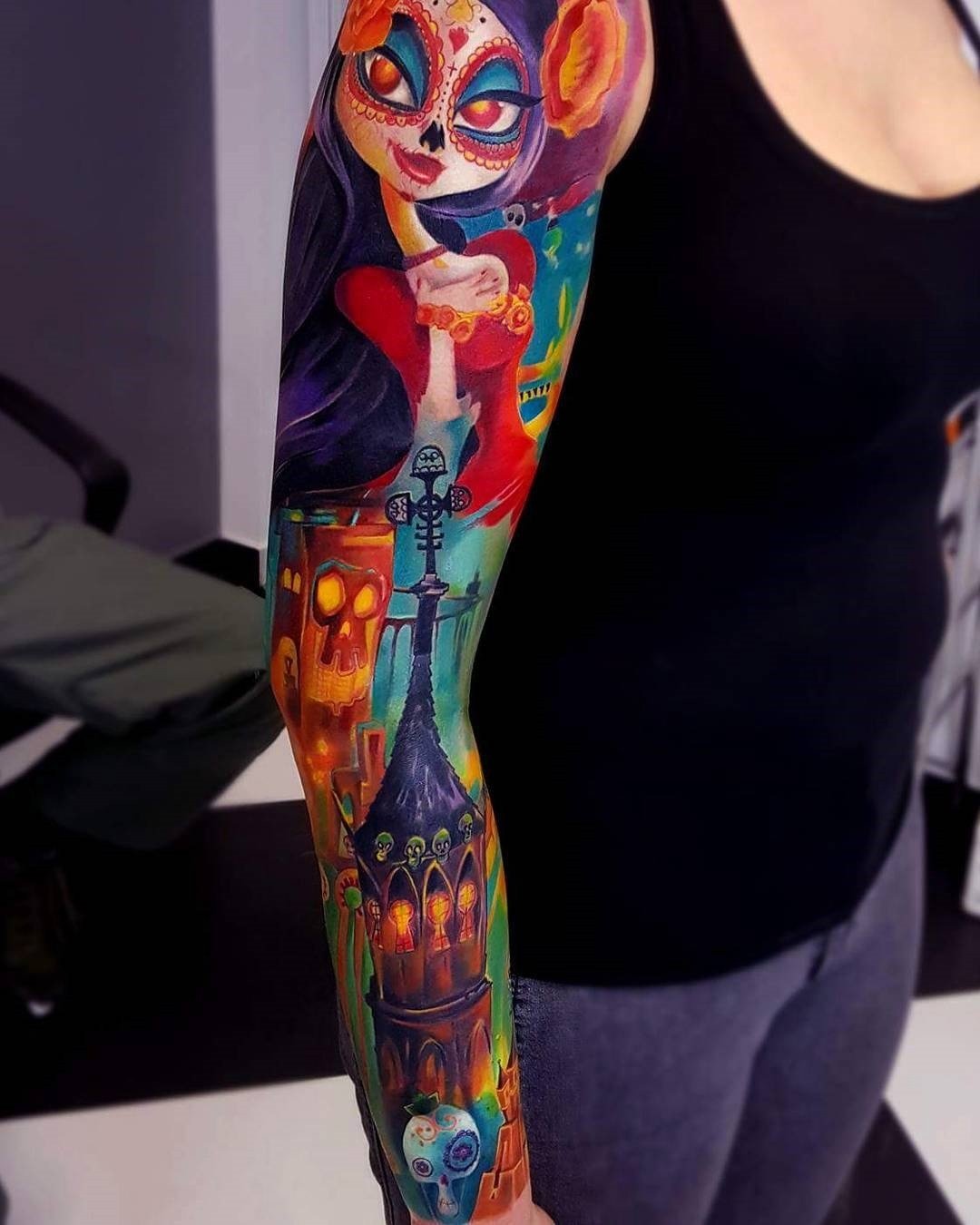 10 Most Recommended Nightmare Before Christmas Tattoo Ideas the nightmare before christmas colorful sleeve best tattoo design 2022
