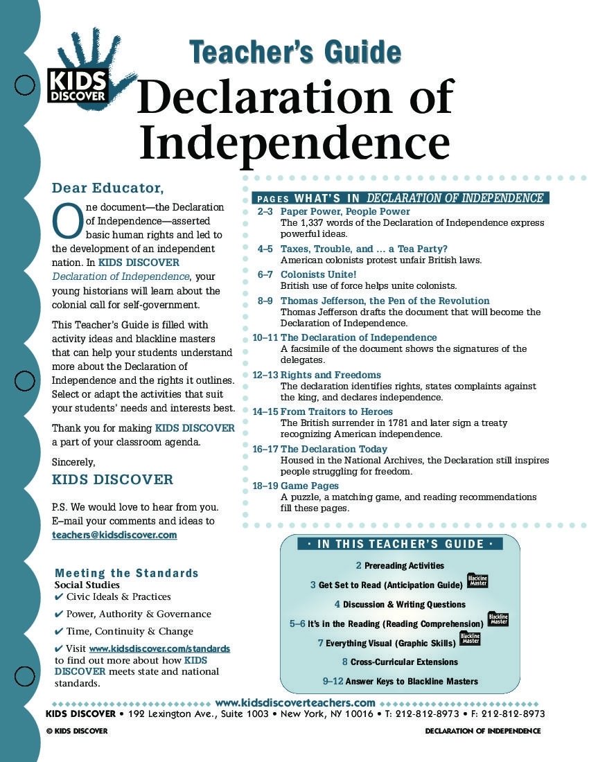 10 Beautiful Main Ideas Of The Declaration Of Independence this free lesson plan for kids discover the declaration of 5 2022