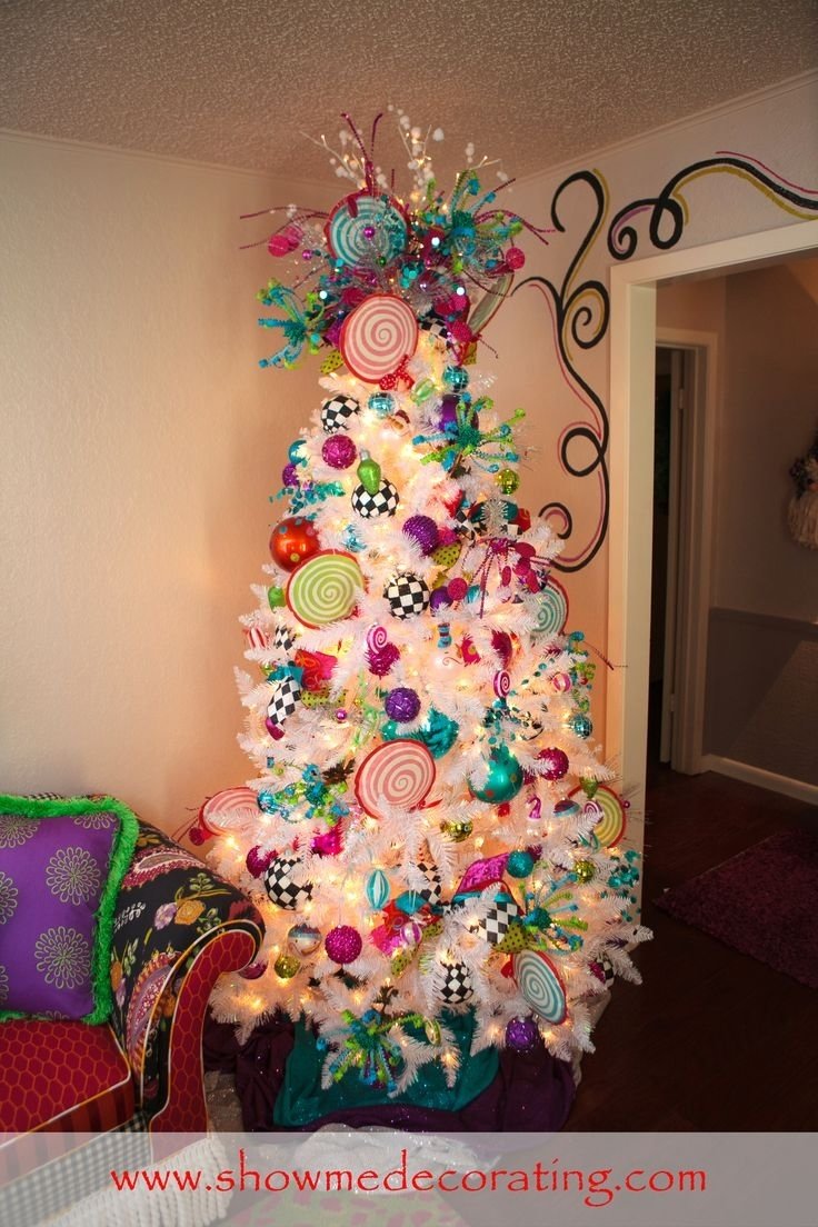 10 Stylish Christmas Tree Decorating Ideas For Kids whitechristmas christmastree colorful ornaments and ribbon bring a 2022