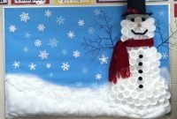 winter bulletin board-snowman made out of cups | bulletin board