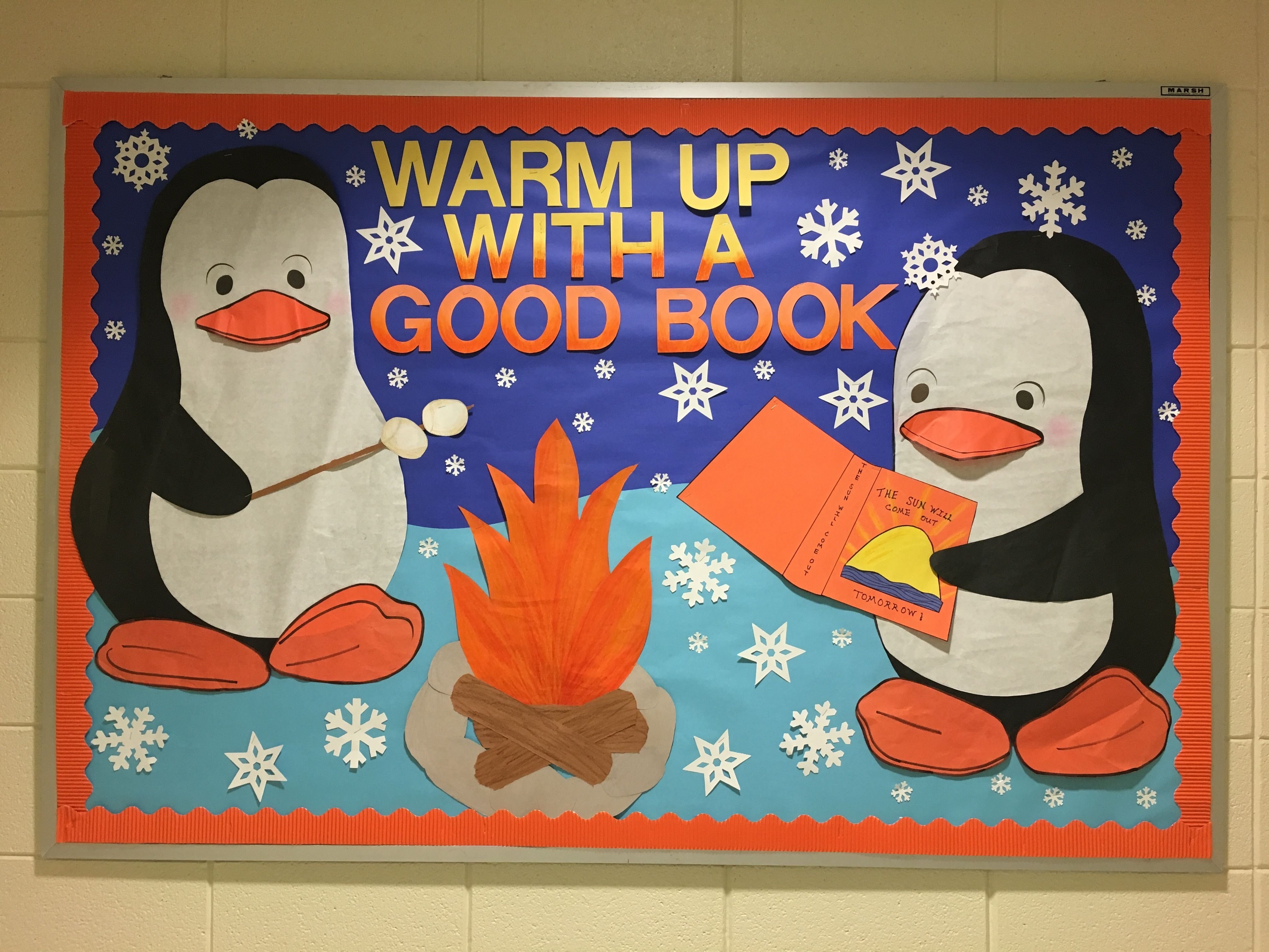 10 Fantastic Winter Bulletin Board Ideas Elementary School winter school library bulletin board warm up with a good book 2022